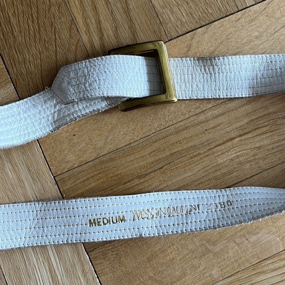 Vintage YSL white and gold waist belt